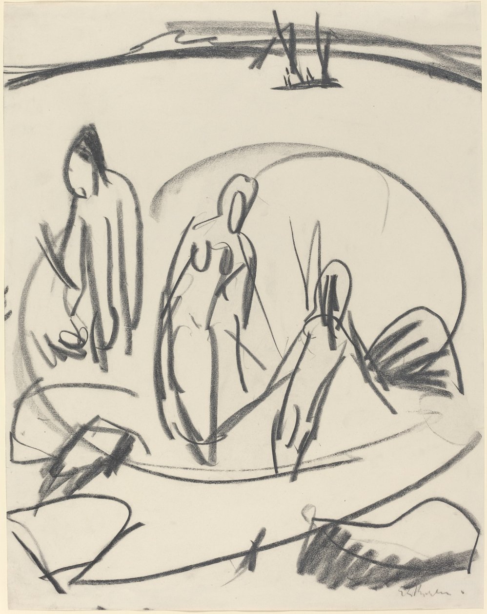 Três banhistas no mar de Ernst Ludwig Kirchner