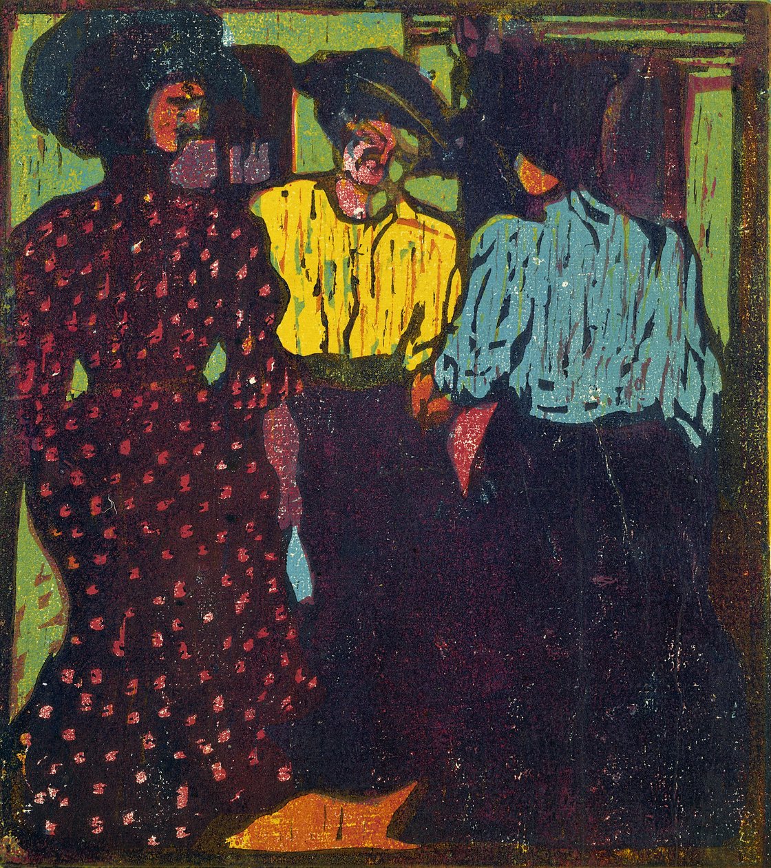 Três mulheres conversando, 1907 de Ernst Ludwig Kirchner