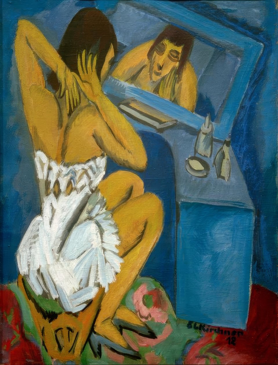 vaso sanitário; Mulher na frente do espelho de Ernst Ludwig Kirchner