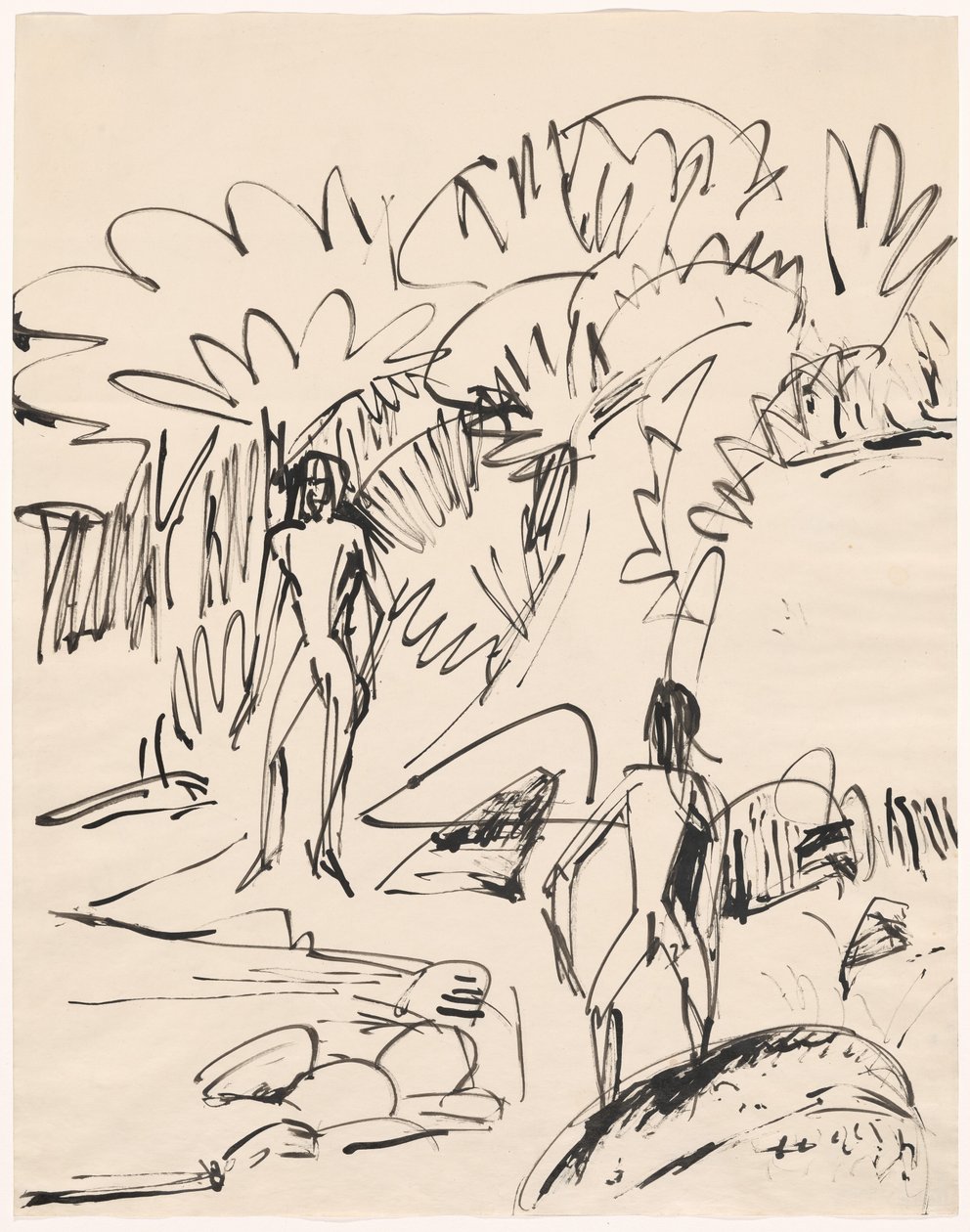 Dois banhistas na costa de Fehmarn de Ernst Ludwig Kirchner