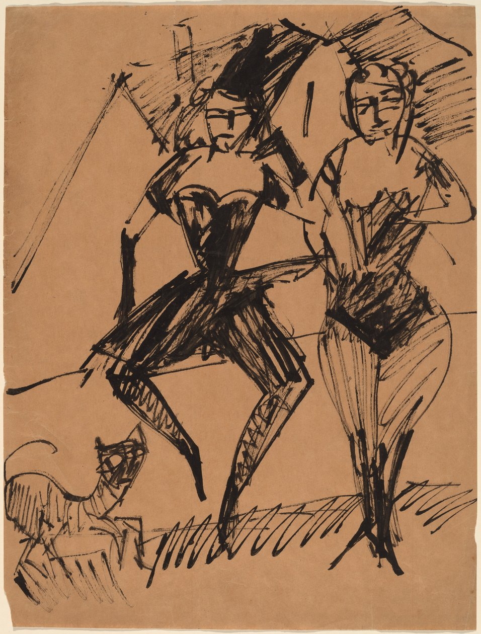 Dois dançarinos com um gato de Ernst Ludwig Kirchner