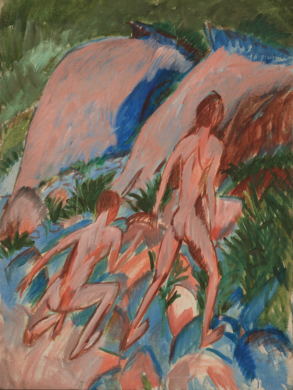 Duas figuras nuas em uma paisagem, 1913 de Ernst Ludwig Kirchner