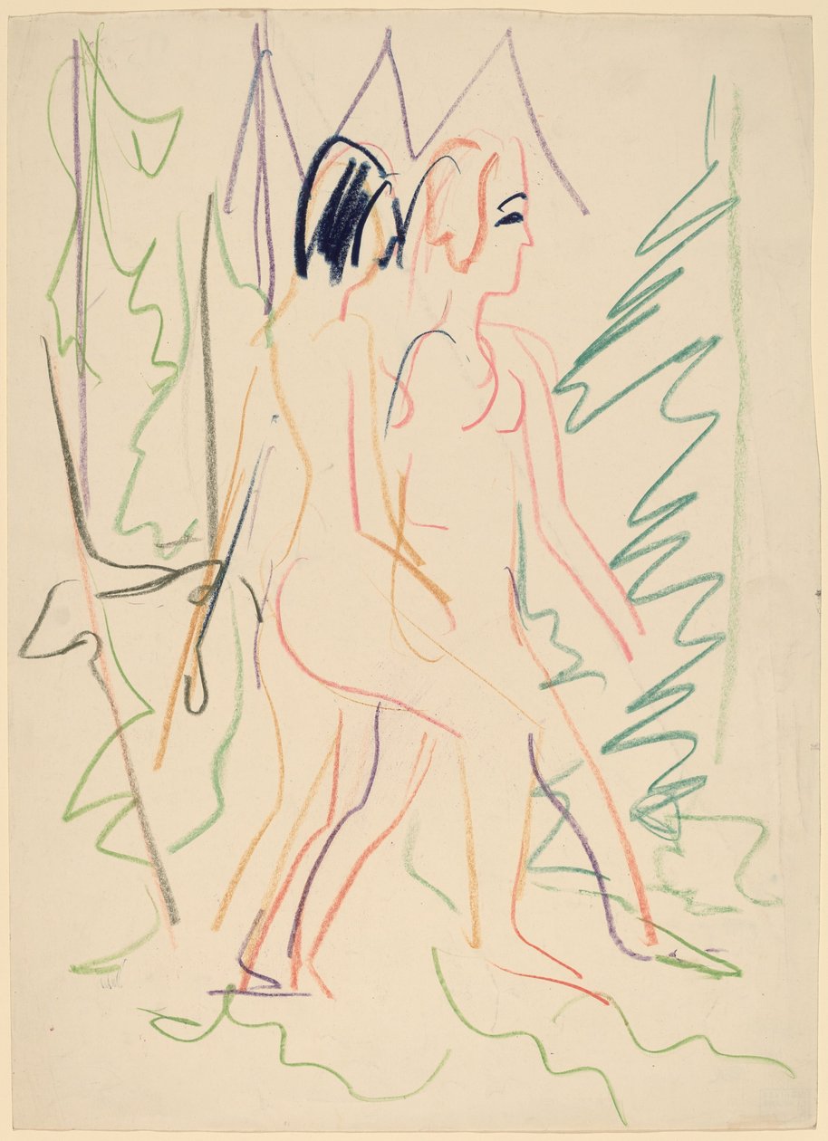 Dois nus em uma floresta de Ernst Ludwig Kirchner