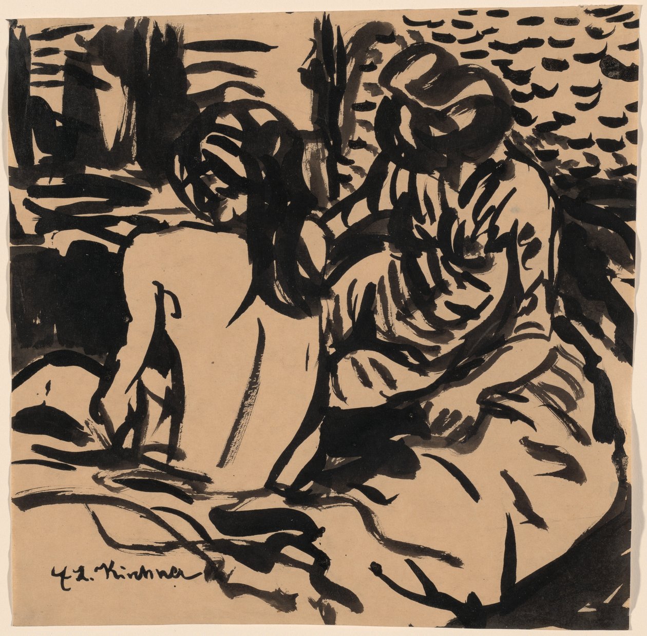 Dois nus em uma cama (Isabella e uma garota mais jovem) de Ernst Ludwig Kirchner