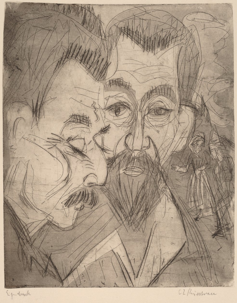 Duas cabeças camponesas de Ernst Ludwig Kirchner