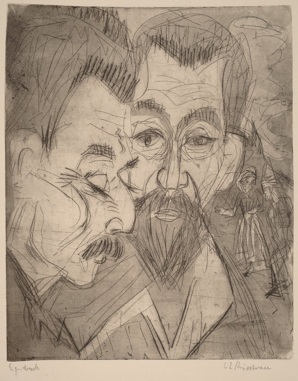 Duas Cabeças de Camponês de Ernst Ludwig Kirchner