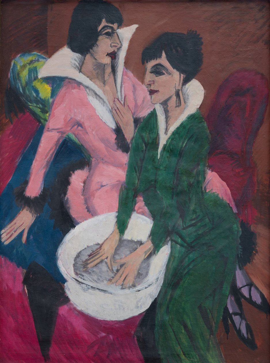 Duas mulheres com um lavatório; As irmãs de Ernst Ludwig Kirchner