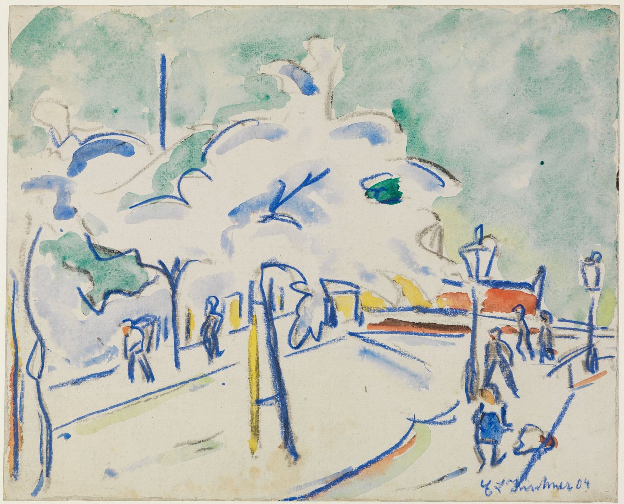 Ribeira com árvores (Dresden) de Ernst Ludwig Kirchner