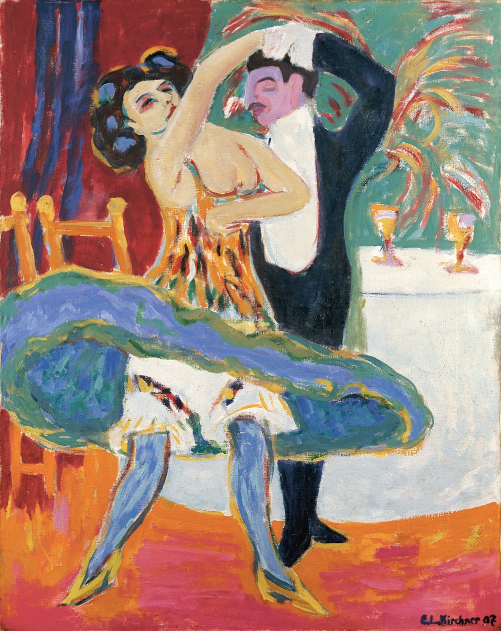 Teatro Vaudeville (casal de dançarinos ingleses), c.1909 (óleo sobre tela) de Ernst Ludwig Kirchner