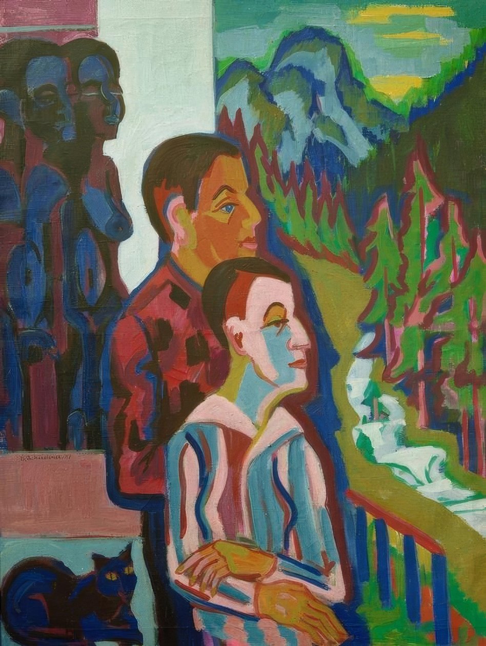 Antes do amanhecer - Mesmo com Erna antes de Wildbodenhaus de Ernst Ludwig Kirchner