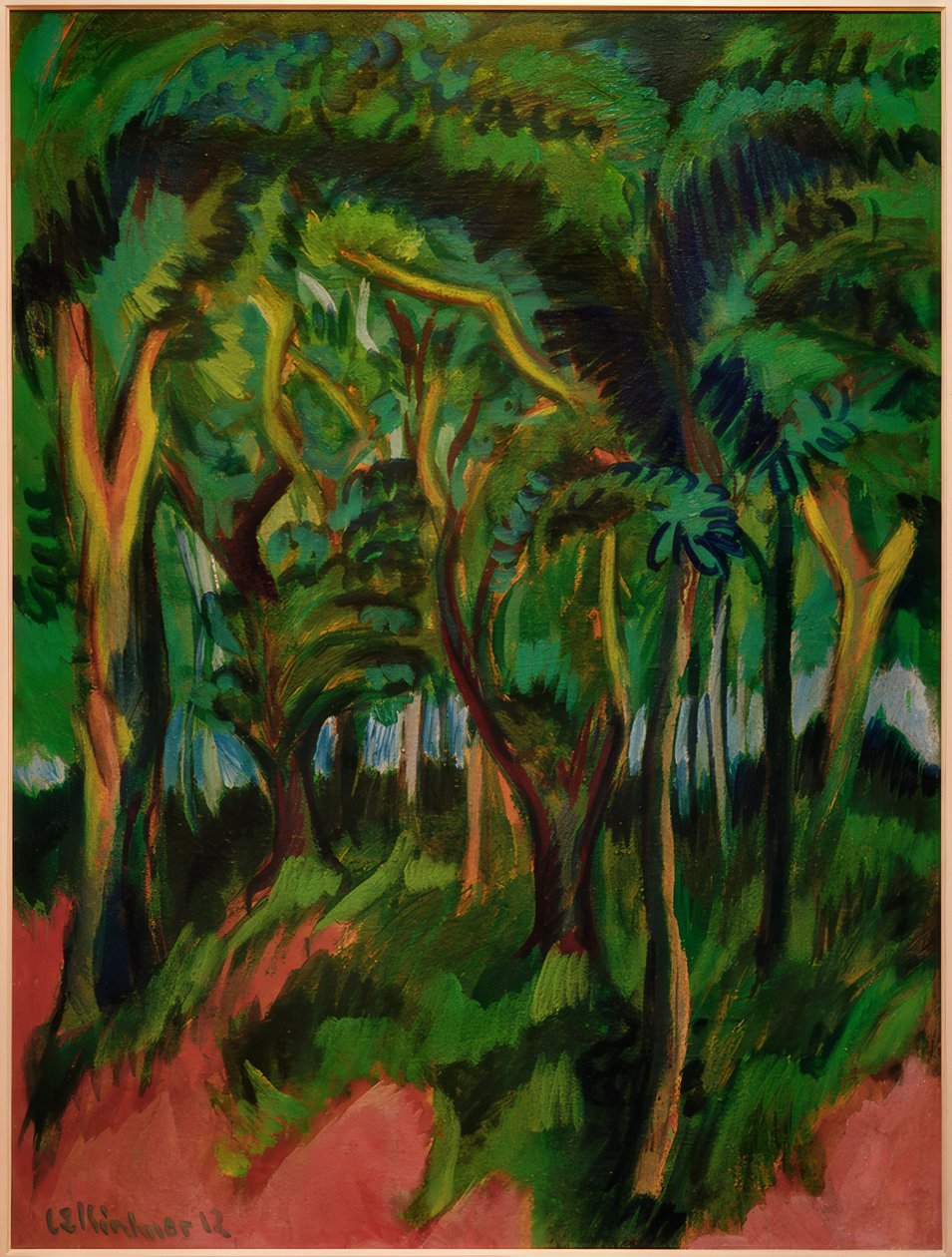 Coração da floresta com primeiro plano rosa de Ernst Ludwig Kirchner