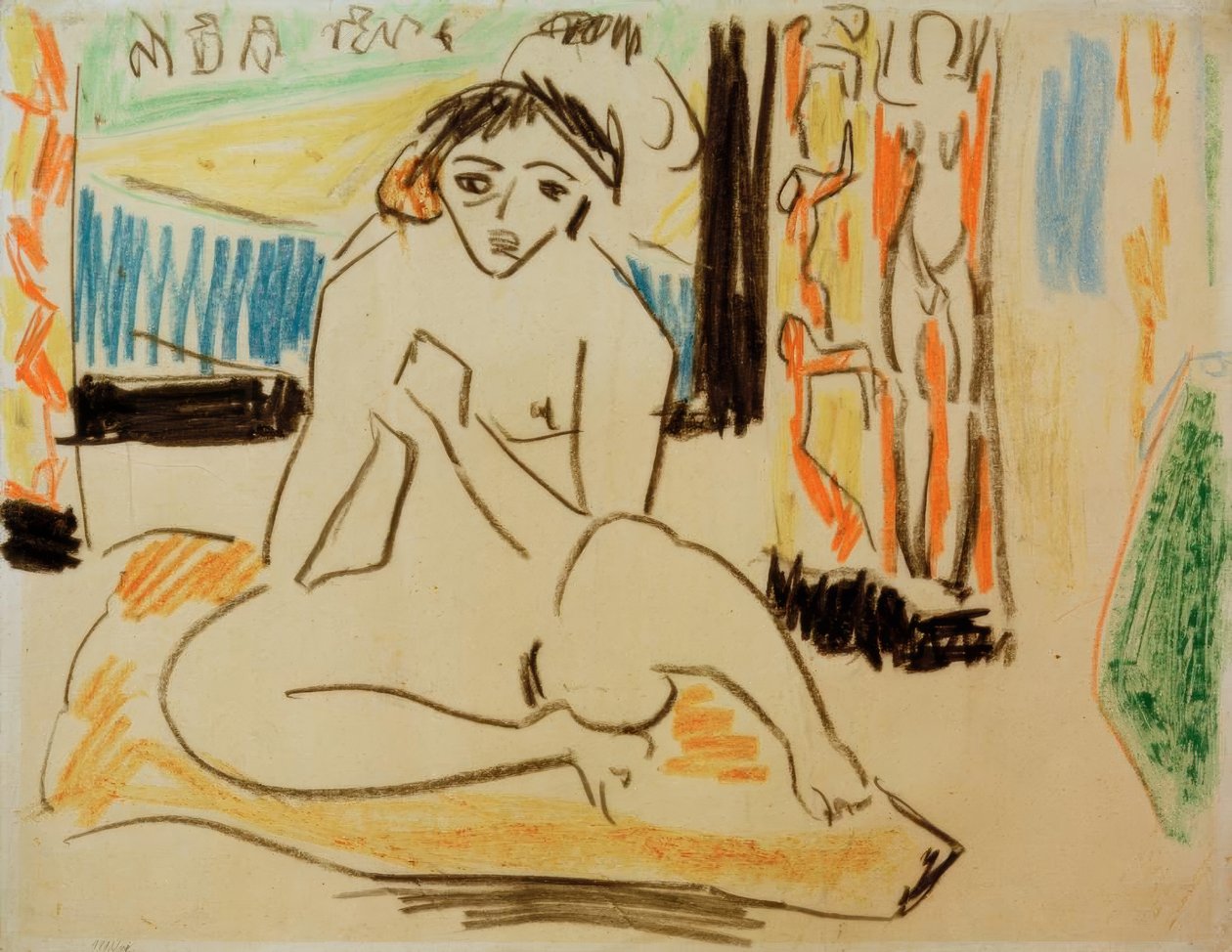 Nu feminino no espelho de Ernst Ludwig Kirchner