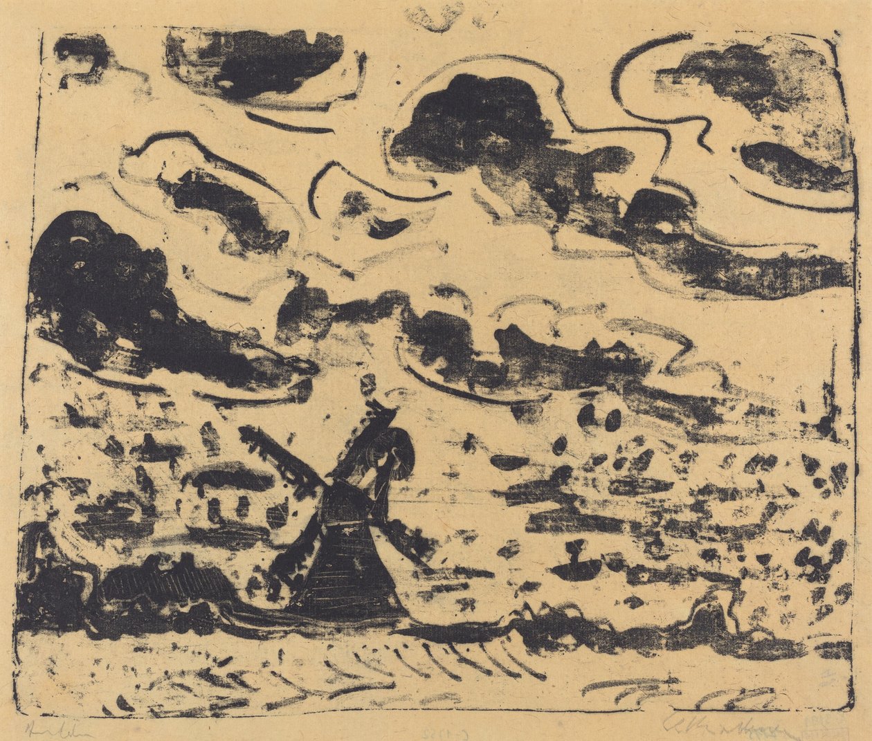 Moinho de vento perto de Burg em Fehmarn de Ernst Ludwig Kirchner