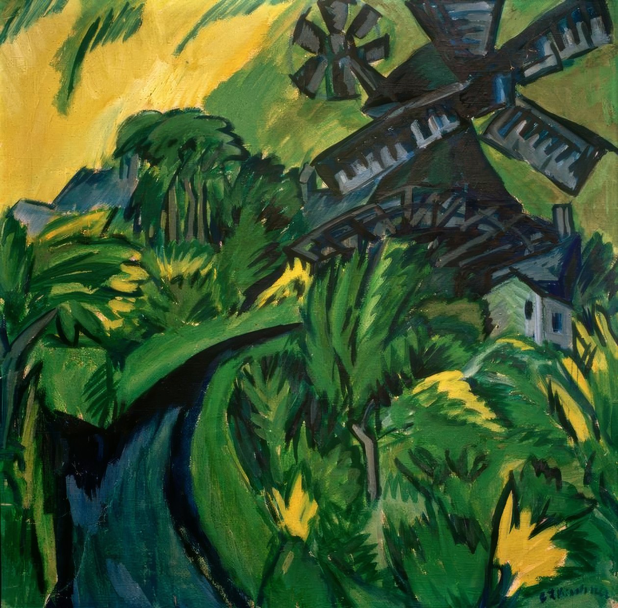 Moinho de vento em Fehmarn de Ernst Ludwig Kirchner