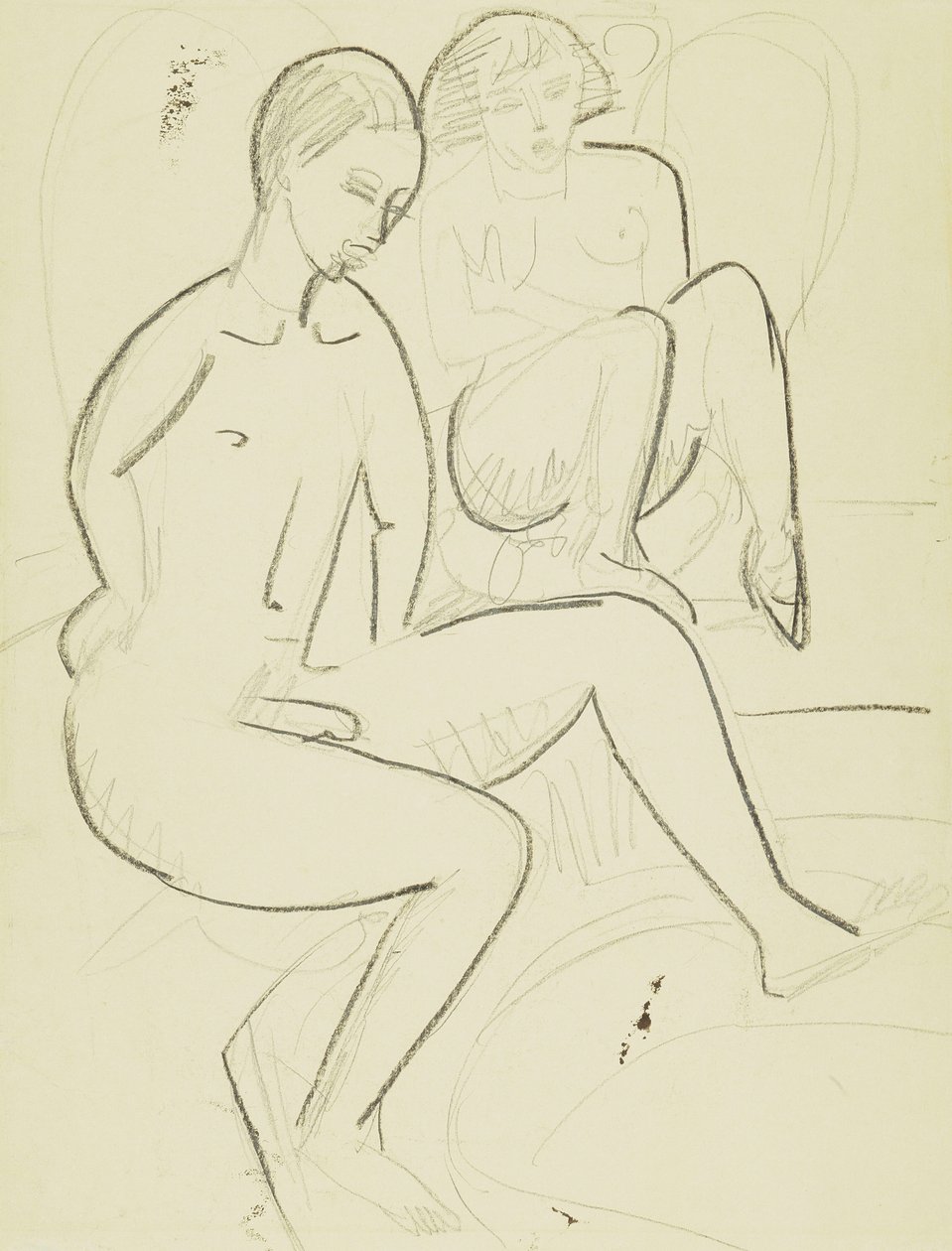 Jovem casal no banheiro de Ernst Ludwig Kirchner