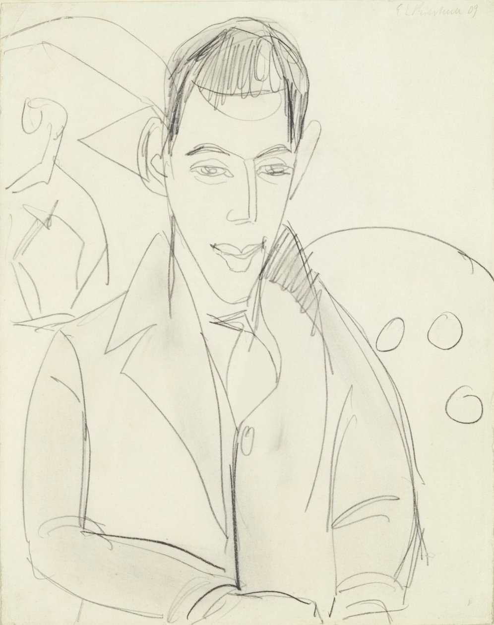 Jovem Poeta (Simon Guttmann), 1911 (grafite sobre papel) de Ernst Ludwig Kirchner