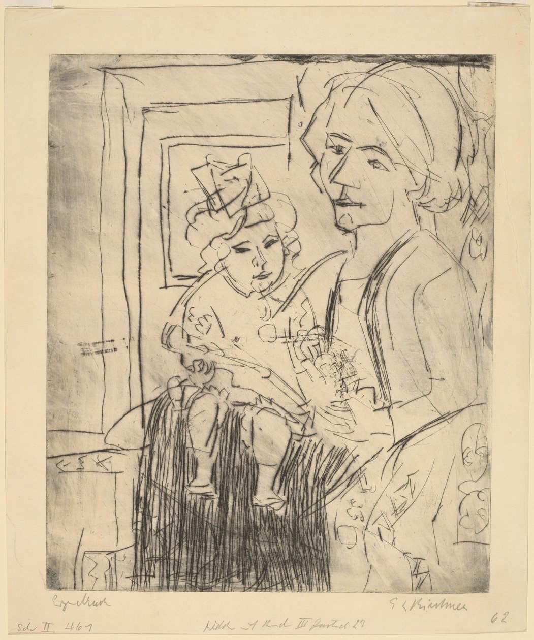 Mulher jovem com criança de Ernst Ludwig Kirchner