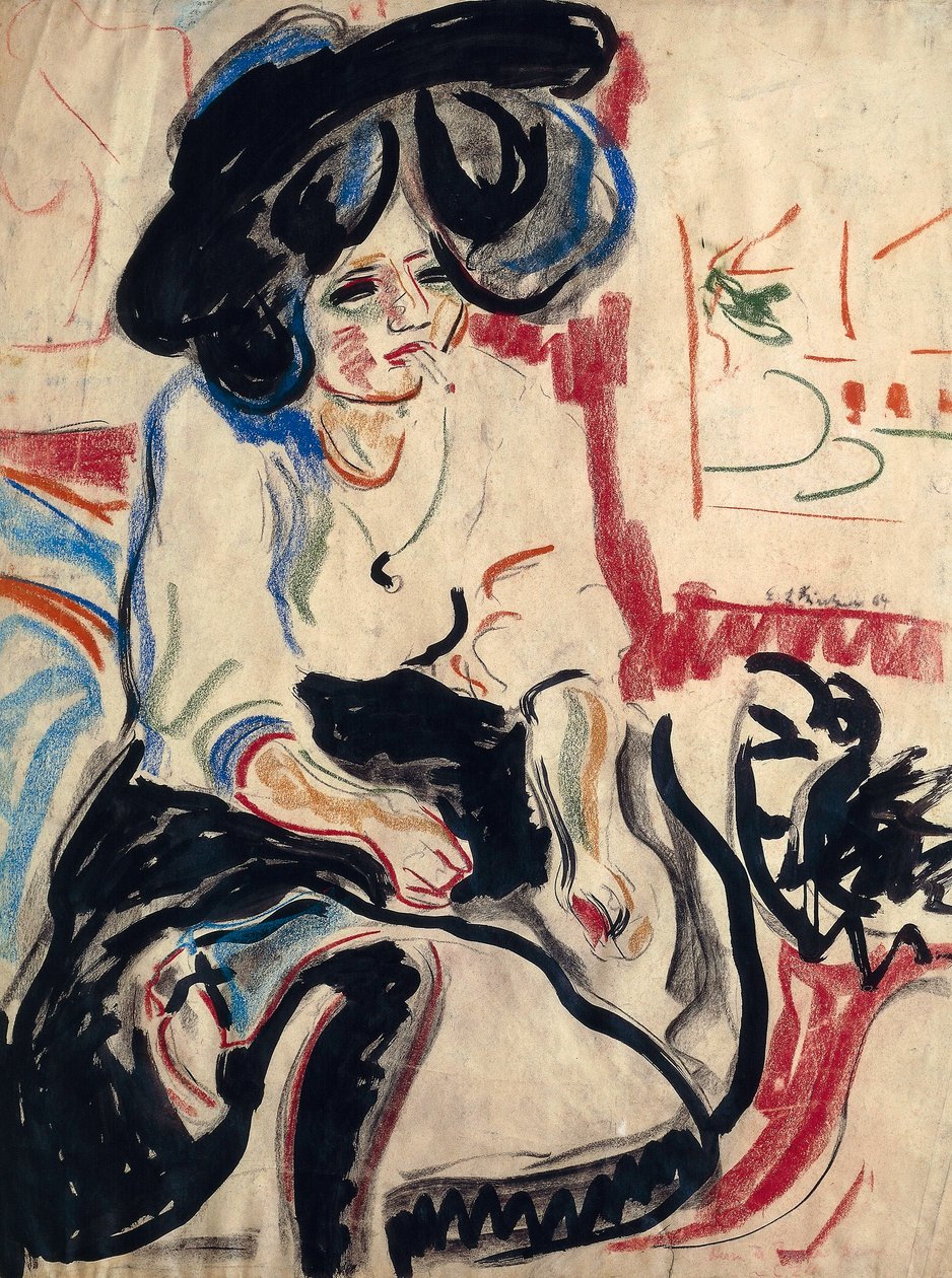 Jovem mulher com cigarro de Ernst Ludwig Kirchner