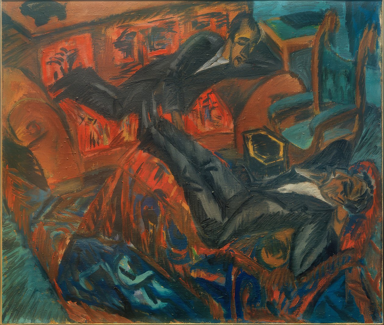 Dois amigos em conversa de Ernst Ludwig Kirchner