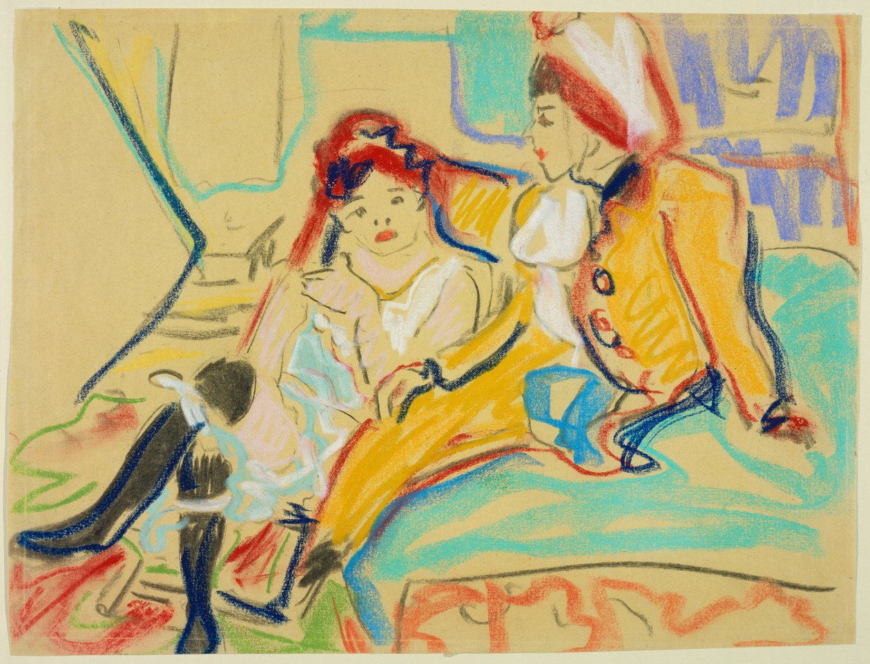 Duas raparigas num divã de Ernst Ludwig Kirchner