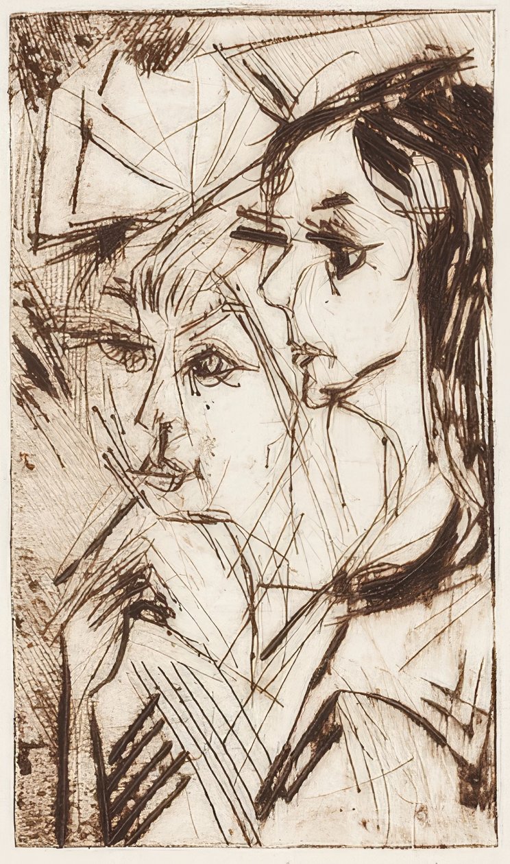 Cabeças de duas meninas. 1919 de Ernst Ludwig Kirchner