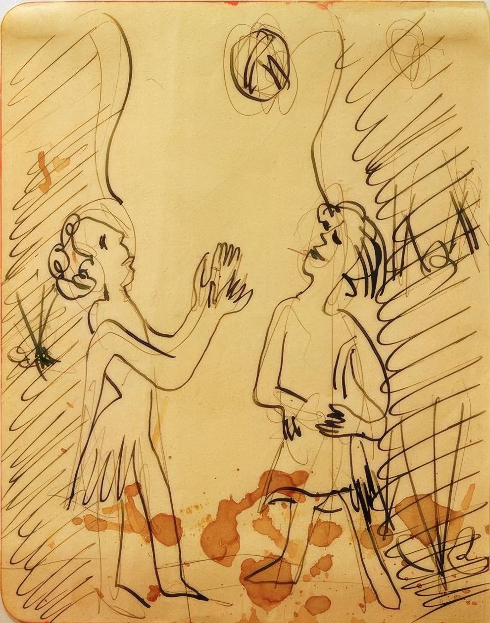 Duas garotas jogando bola de Ernst Ludwig Kirchner