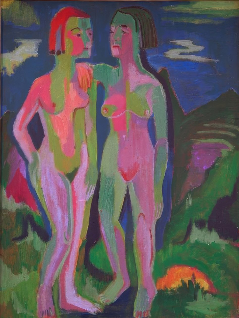 Dois nus femininos na zona rural de Ernst Ludwig Kirchner
