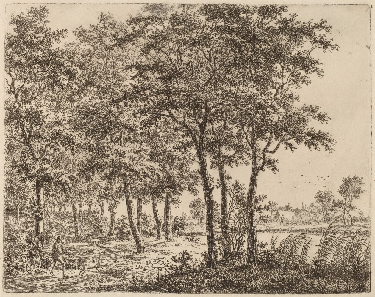 Paisagem com um camponês carregando lenha de Ernst Willem Jan Bagelaar