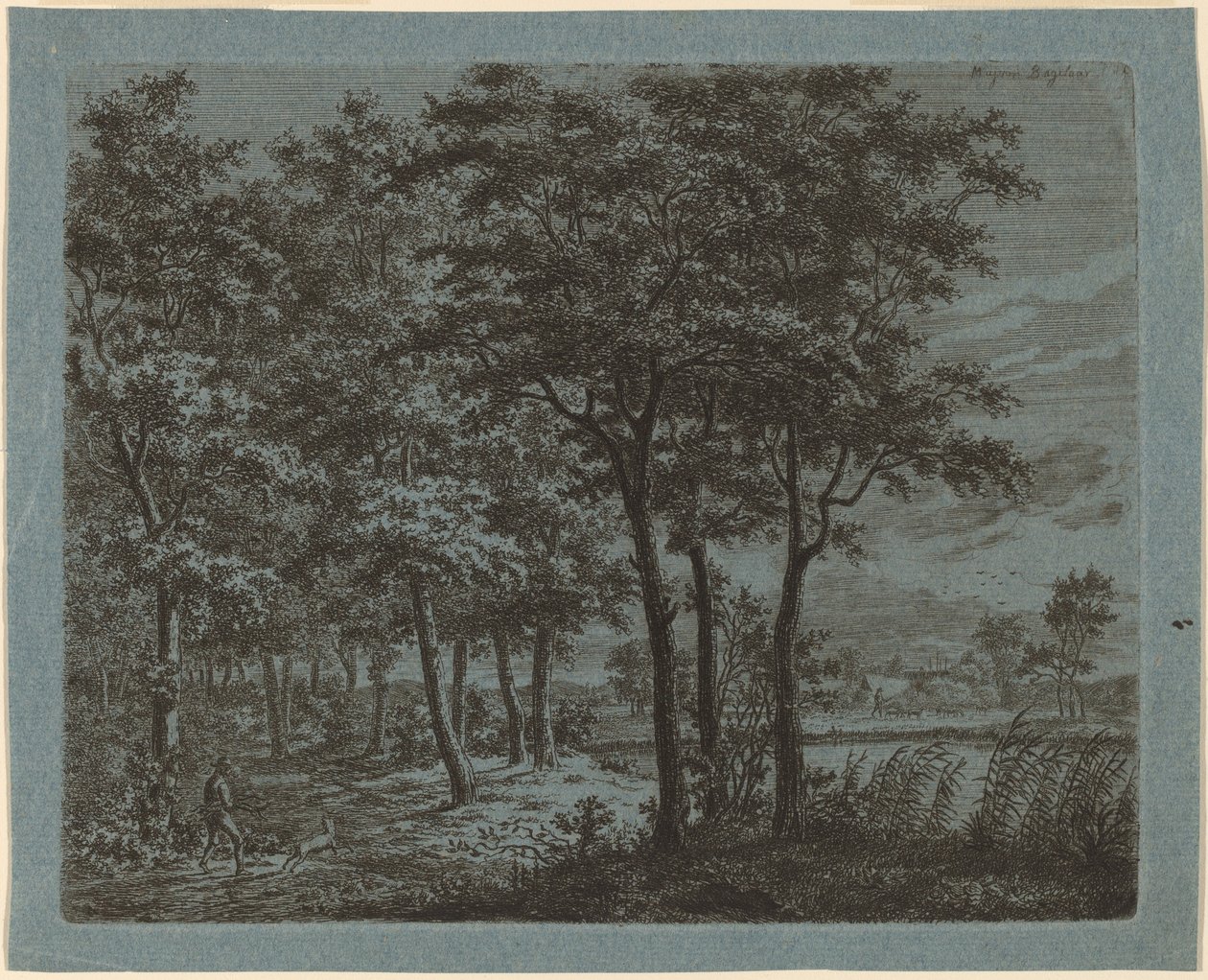 Paisagem com um camponês carregando lenha de Ernst Willem Jan Bagelaar