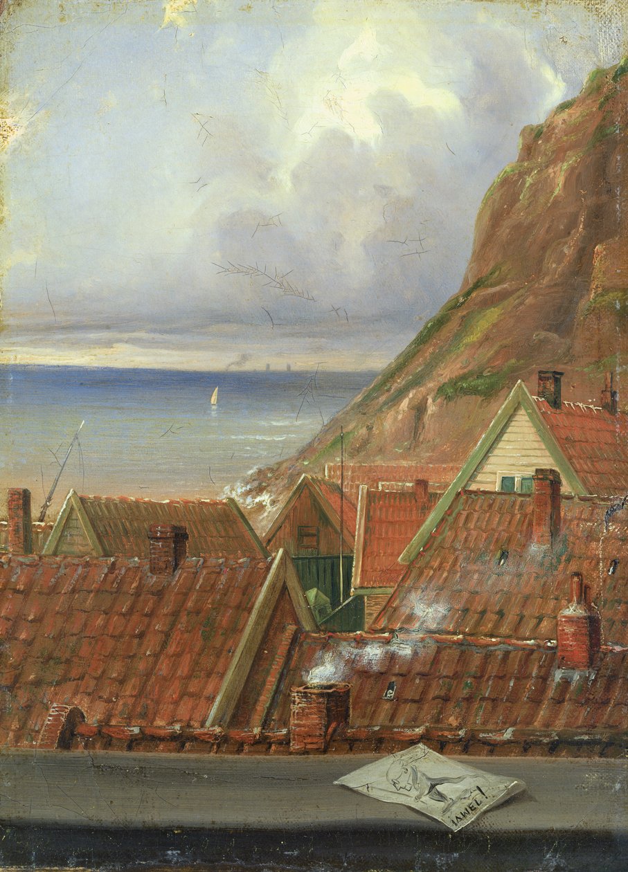 Vista de uma janela de Helgoland (óleo sobre tela colocada no cartão) de Ernst Willers