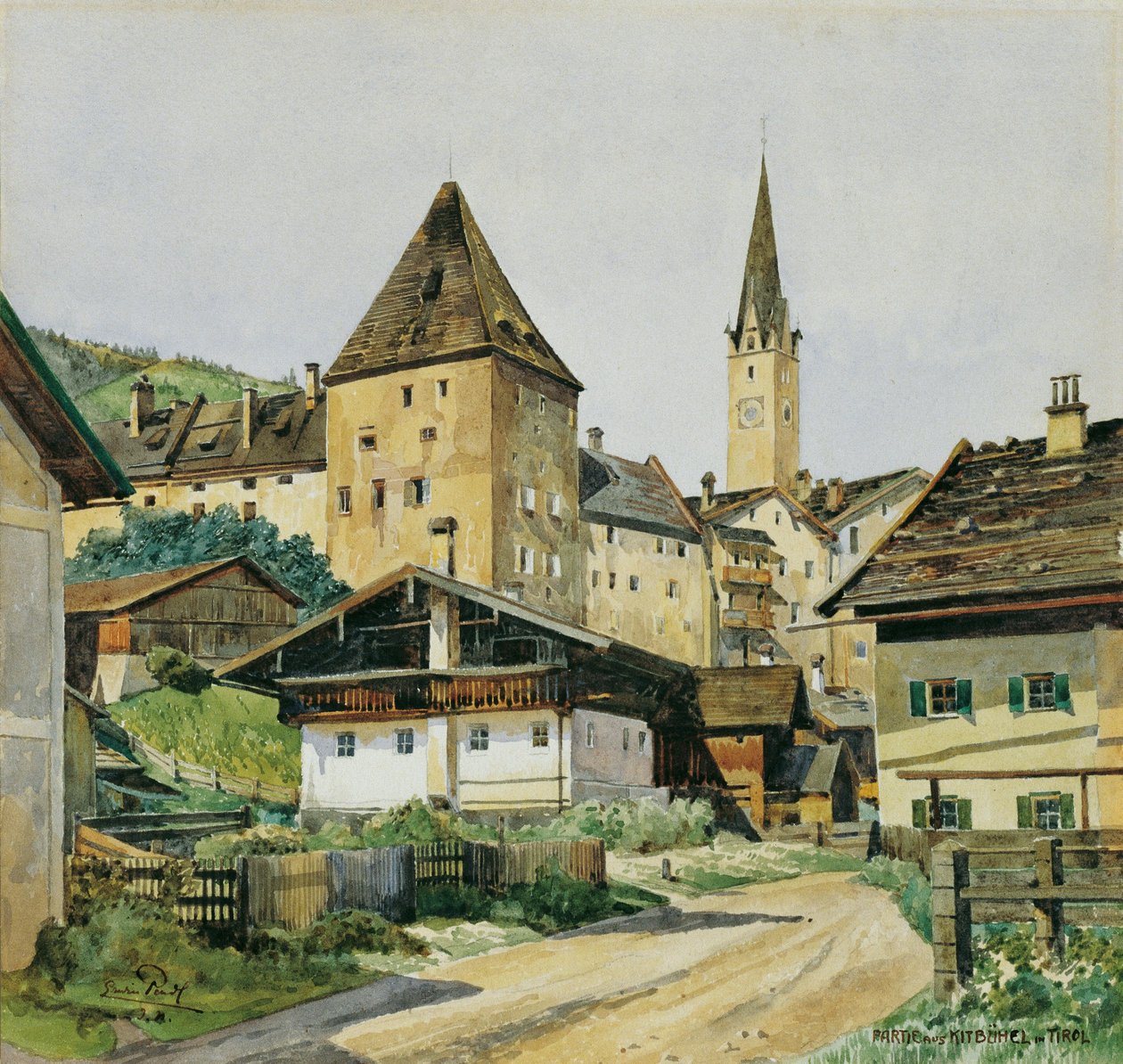 Cidade e torre de cuidados em Kitzbühel de Erwin Pendl