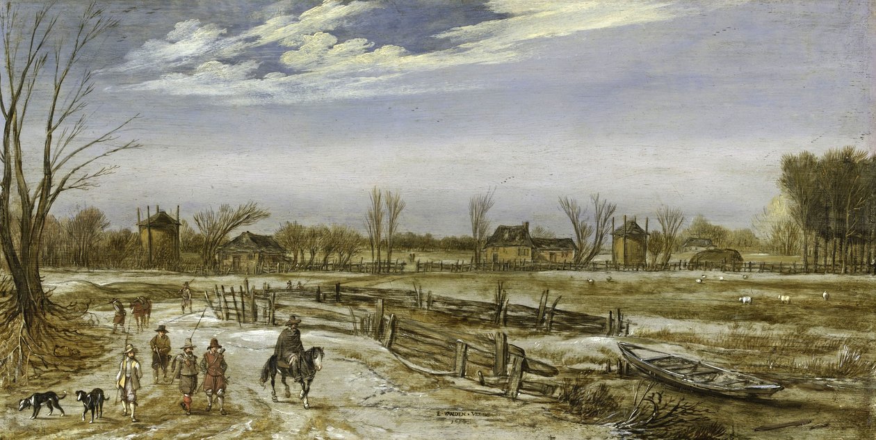 Paisagem de inverno, 1614 de Esaias van de Velde