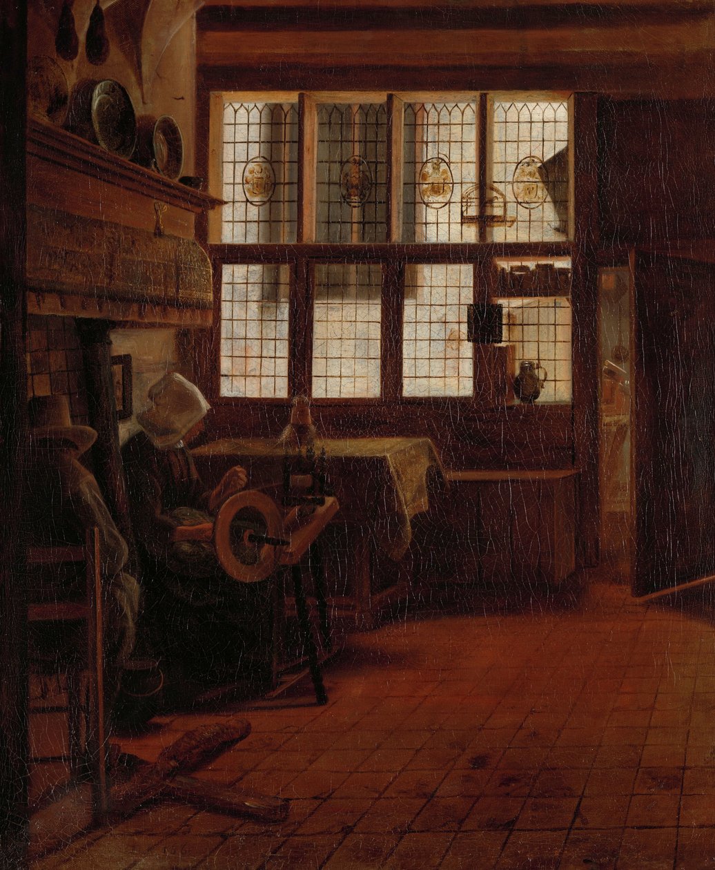 Interior com a Mulher na Roda Giratória de Esaias Boursse