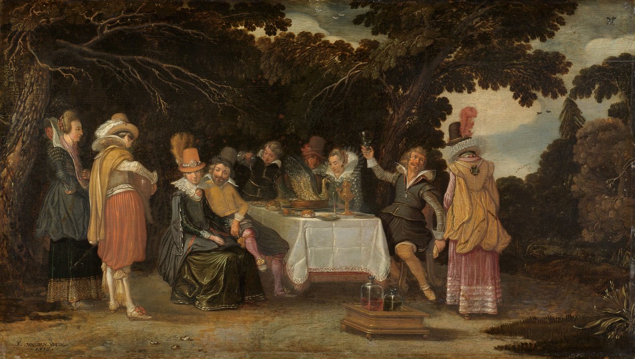 Uma festa ao ar livre de Esaias I van de Velde