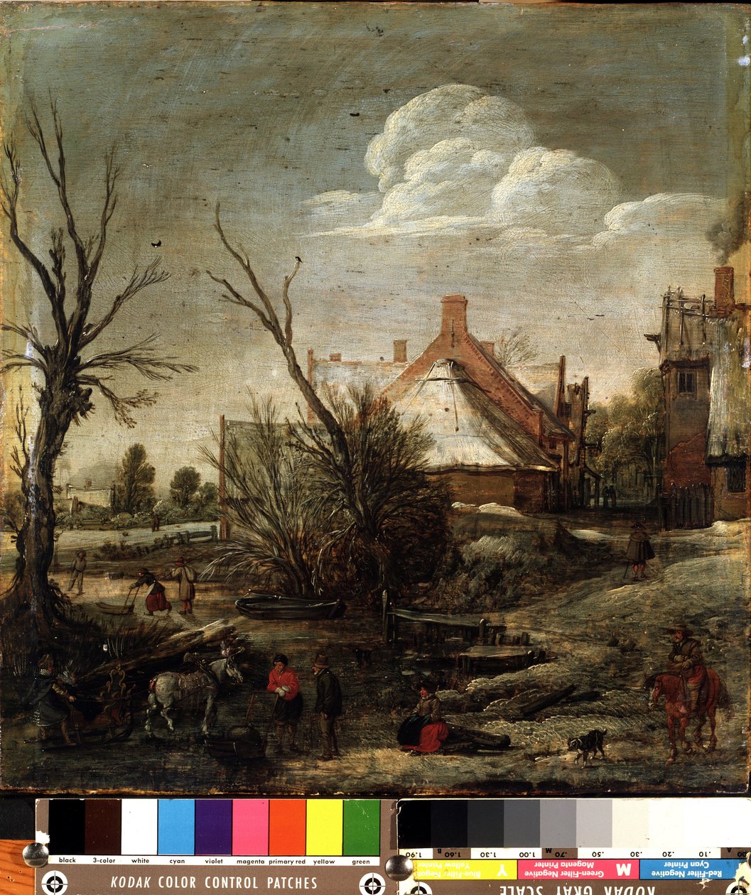 Inverno (inverno). Pintura de Esalas van de Velde (1591-1630). Óleo sobre madeira, 37,5 x 35,5 cm de Esaias I van de Velde