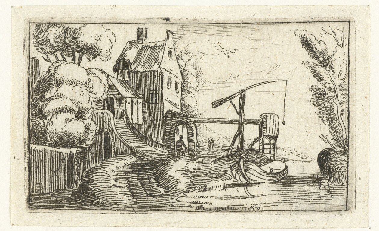 Casa ou fábrica em um canal Pequenas paisagens (título da série) de Esaias van de Velde (rejected attribution)