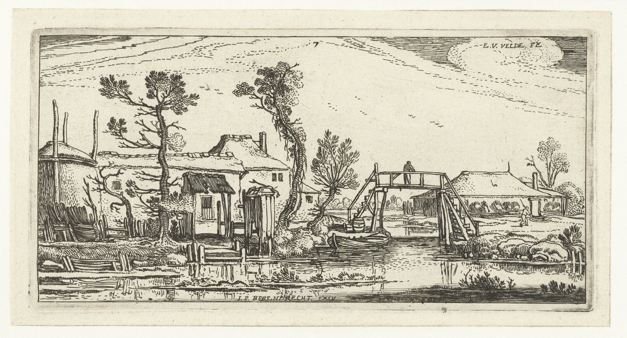 Fazenda em um canal perto de Haarlem Paisagens (título da série) de Esaias van de Velde