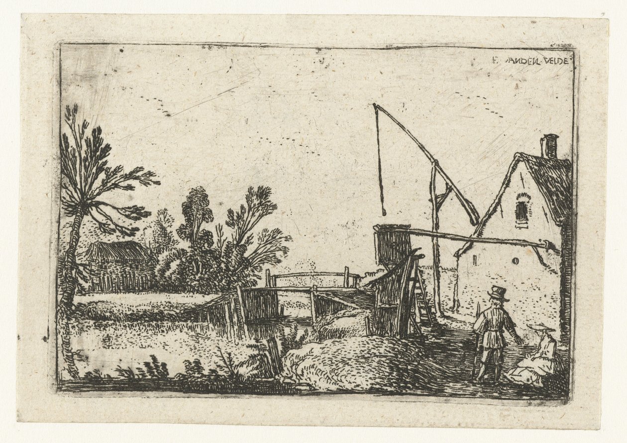 Fazenda por um canal Pequenas paisagens (título da série) de Esaias van de Velde