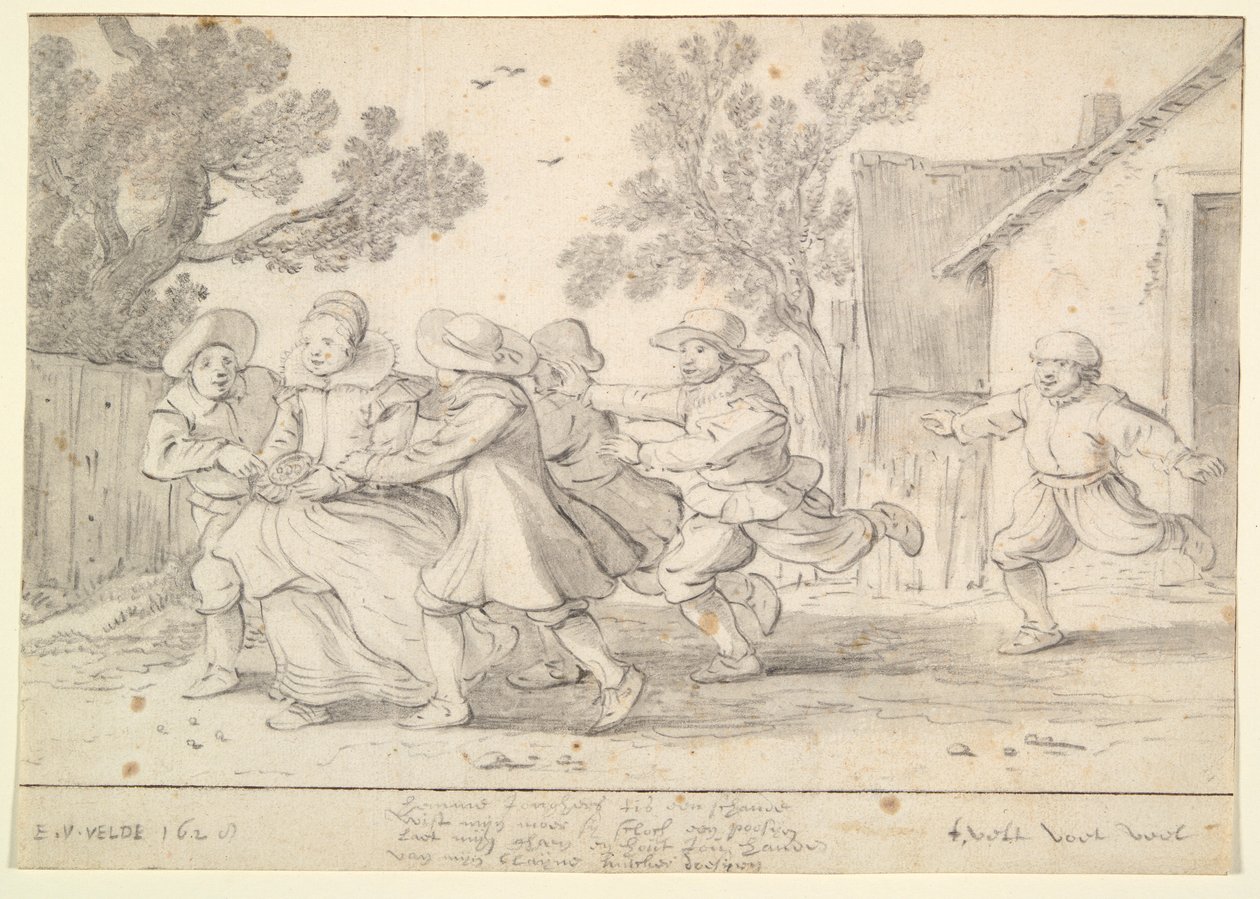 Rapazes a perseguir uma rapariga de Esaias van de Velde