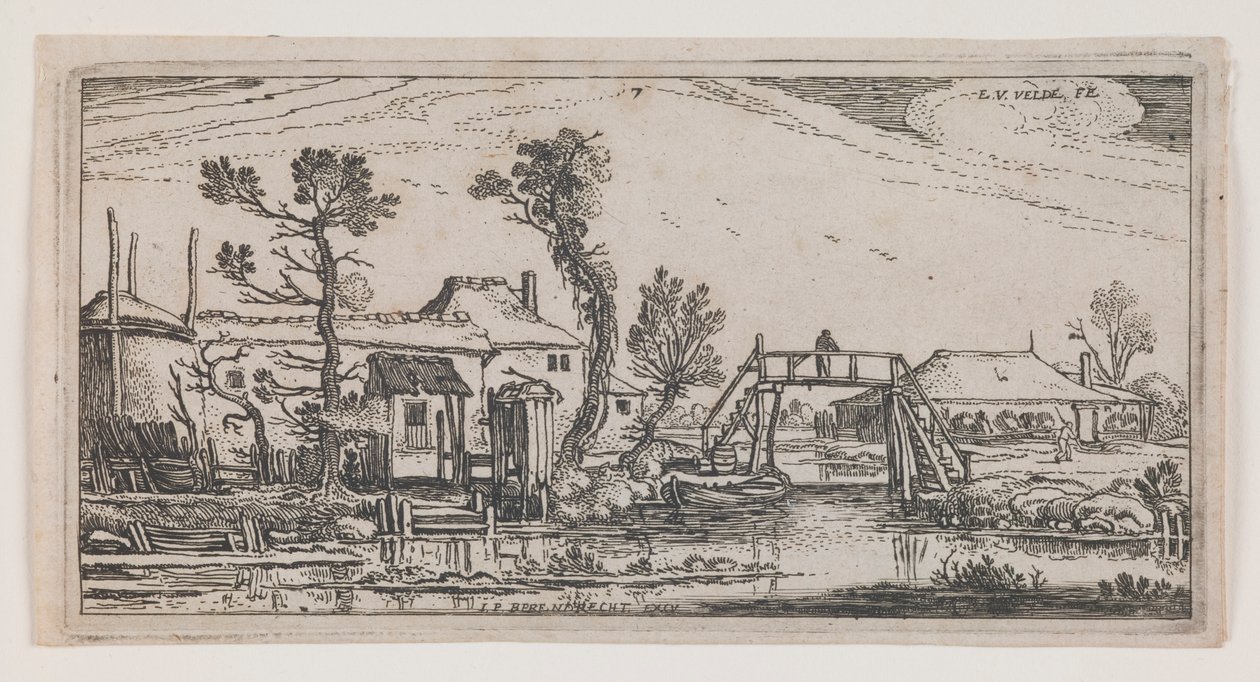 Farm Beyond a Canal, da série "Ten Oblong Landscapes" (Dez Paisagens Oblongas) de Esaias van de Velde