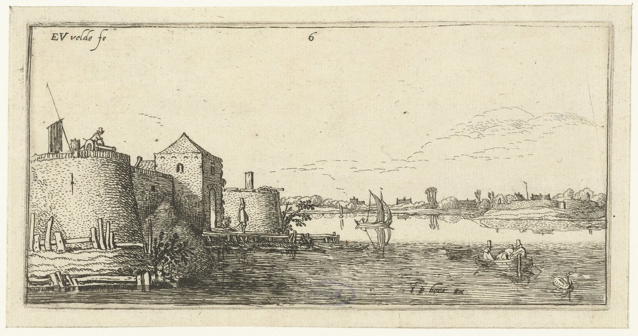 Forte com defesas de Tholen no Scheldt Paisagens (título da série) de Esaias van de Velde