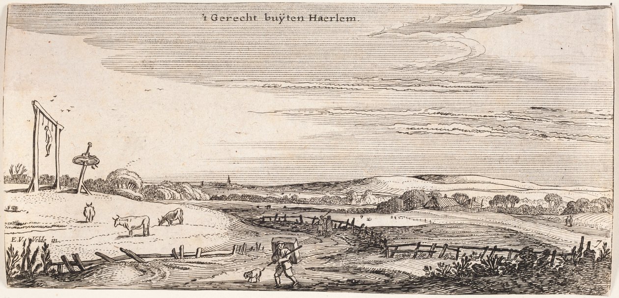 Galgebakke perto de Haarlem de Esaias van de Velde