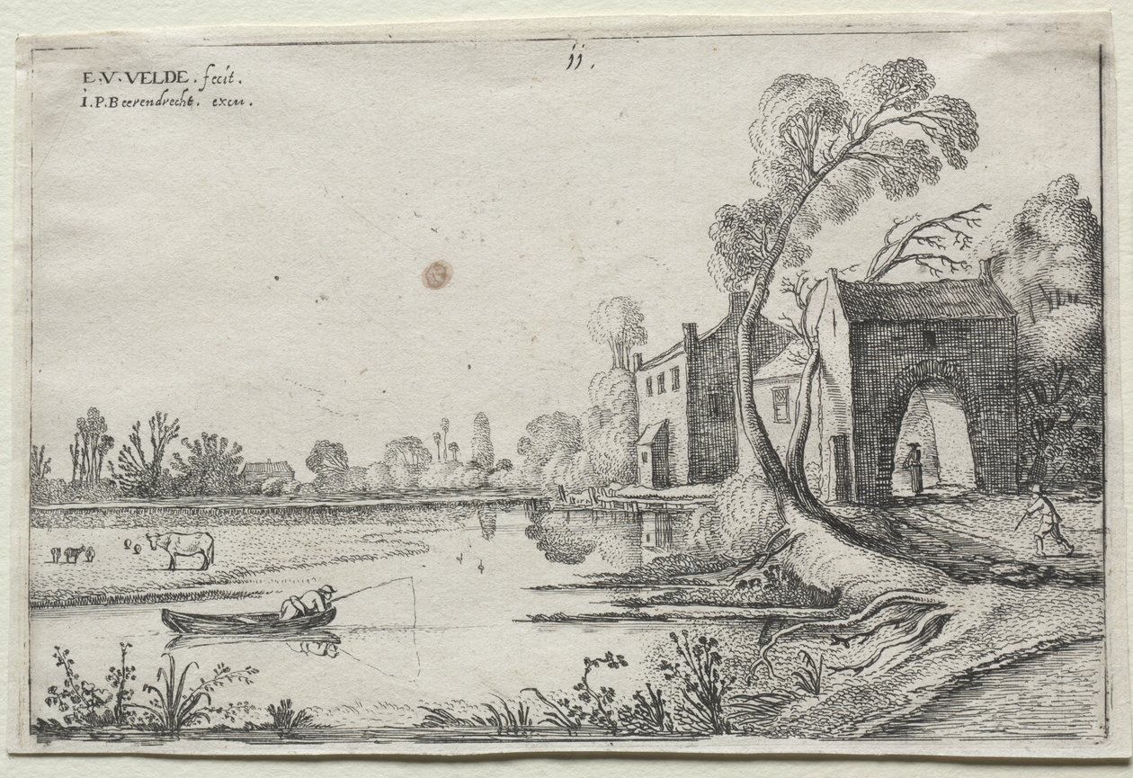 Paisagem com um rio e uma portaria de Esaias van de Velde