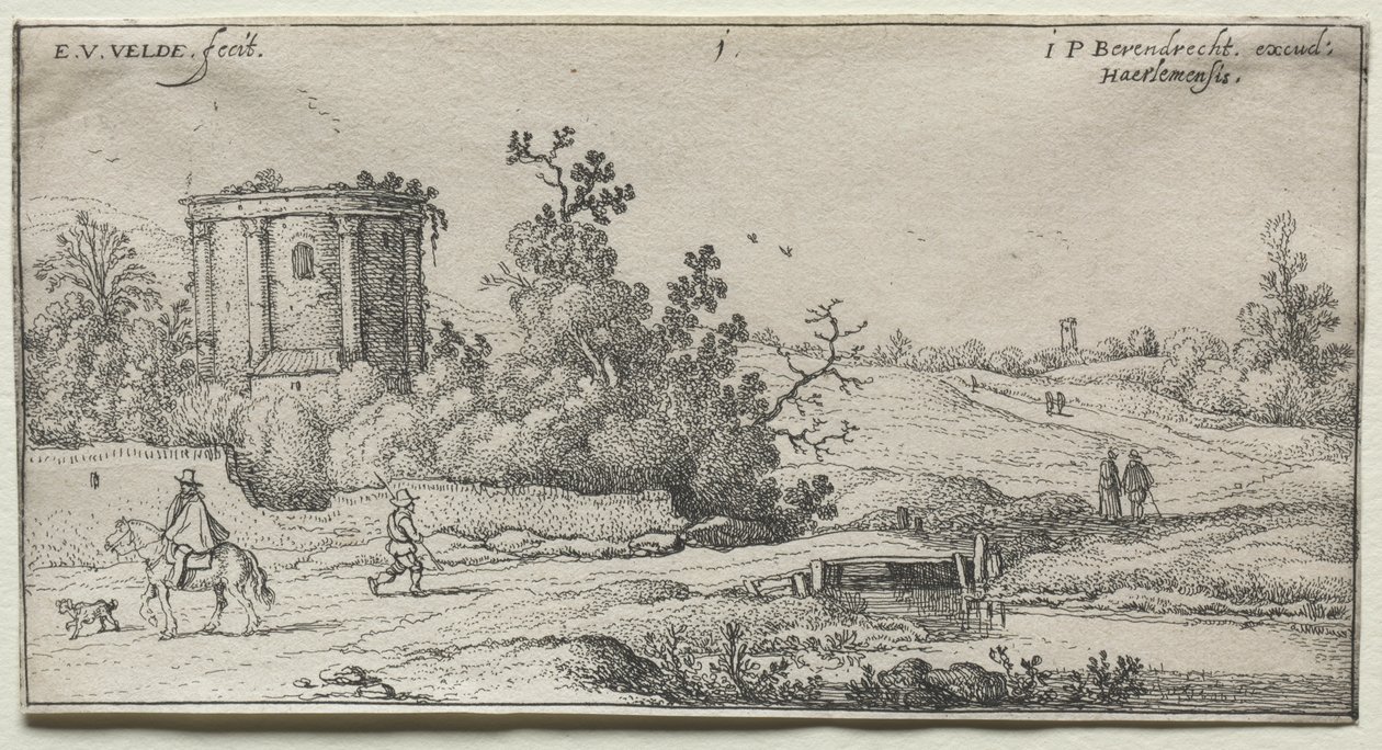 Paisagens: Paisagem com ruínas de um templo romano de Esaias van de Velde