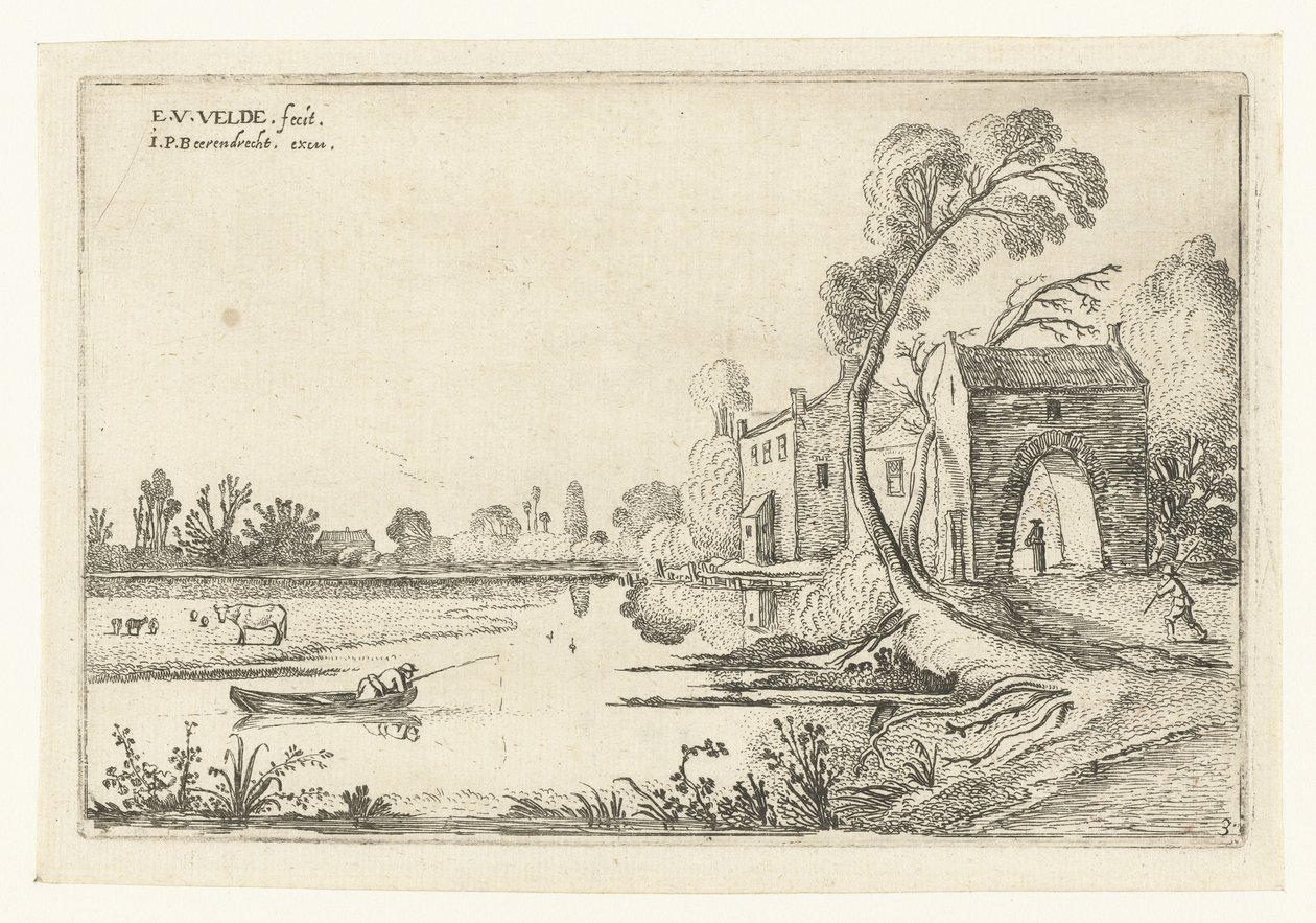 Paisagem com um rio e guarita Paisagens de paisagem (título da série) de Esaias van de Velde