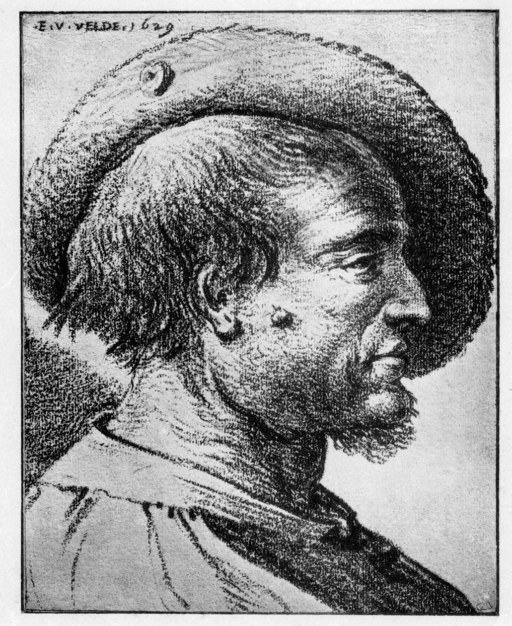 Estudo de uma cabeça masculina, século XVII. de Esaias van de Velde