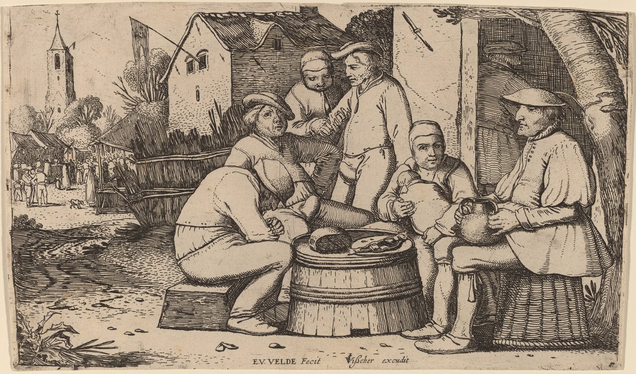 Camponeses almoçando ao ar livre de Esaias van de Velde I
