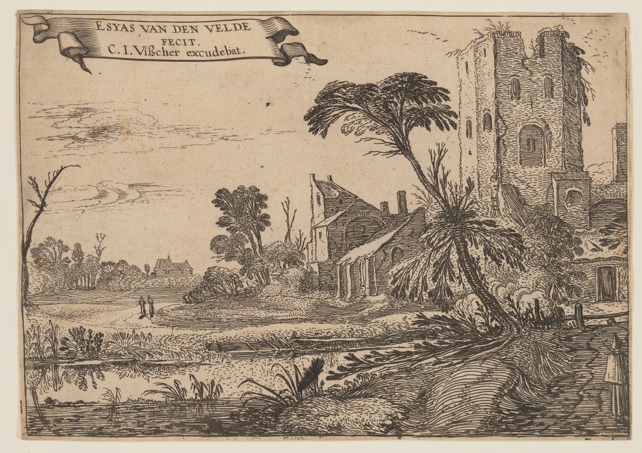 Dois monges num caminho de Esaias van den Velde I