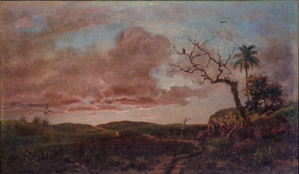 A cruz na estrada (óleo sobre tela) de Esteban Chartrand