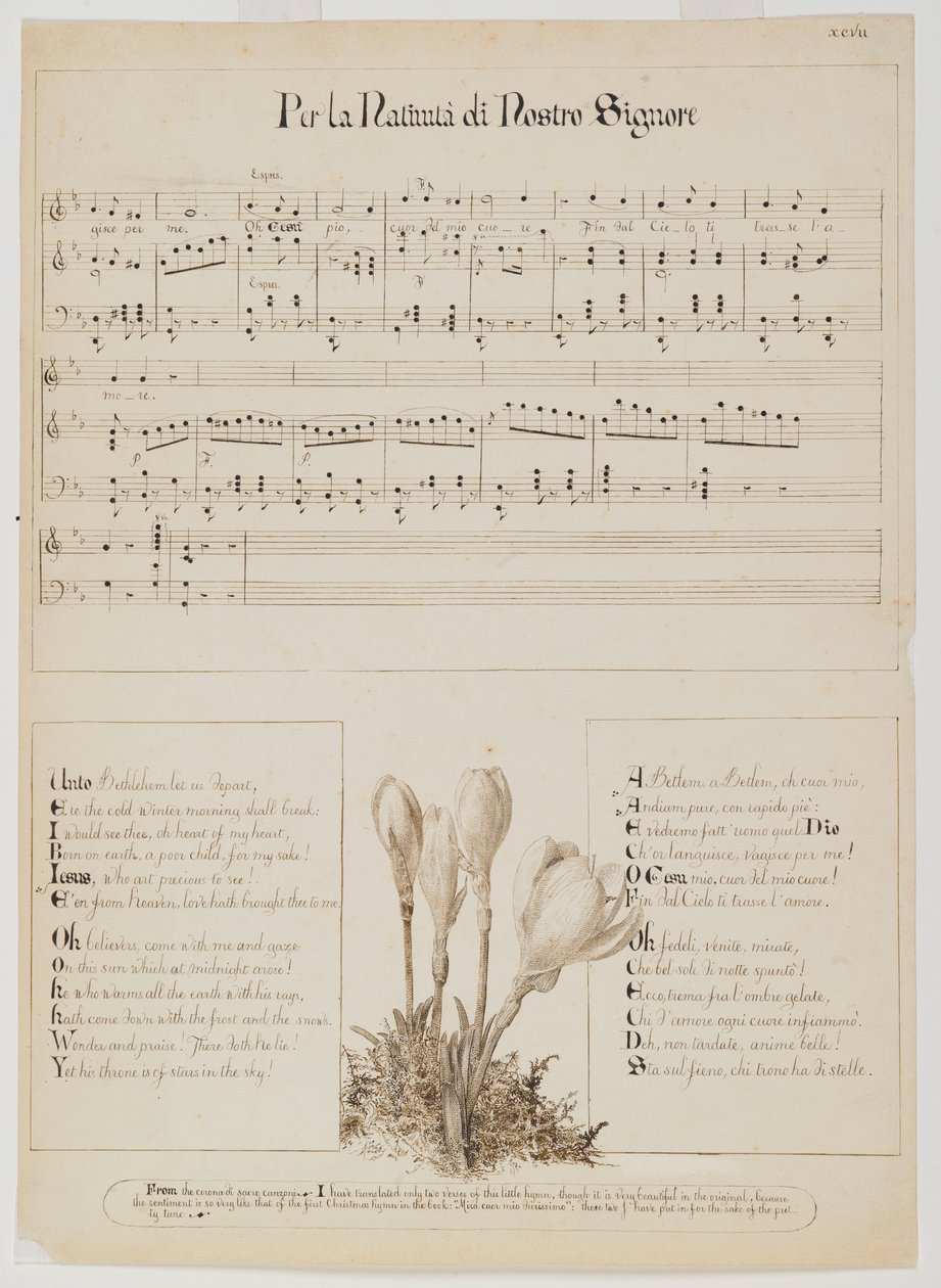 Para a folha de músicas de Natividade de Nosso Senhor, c.1868-1882 de Esther Frances Alexander